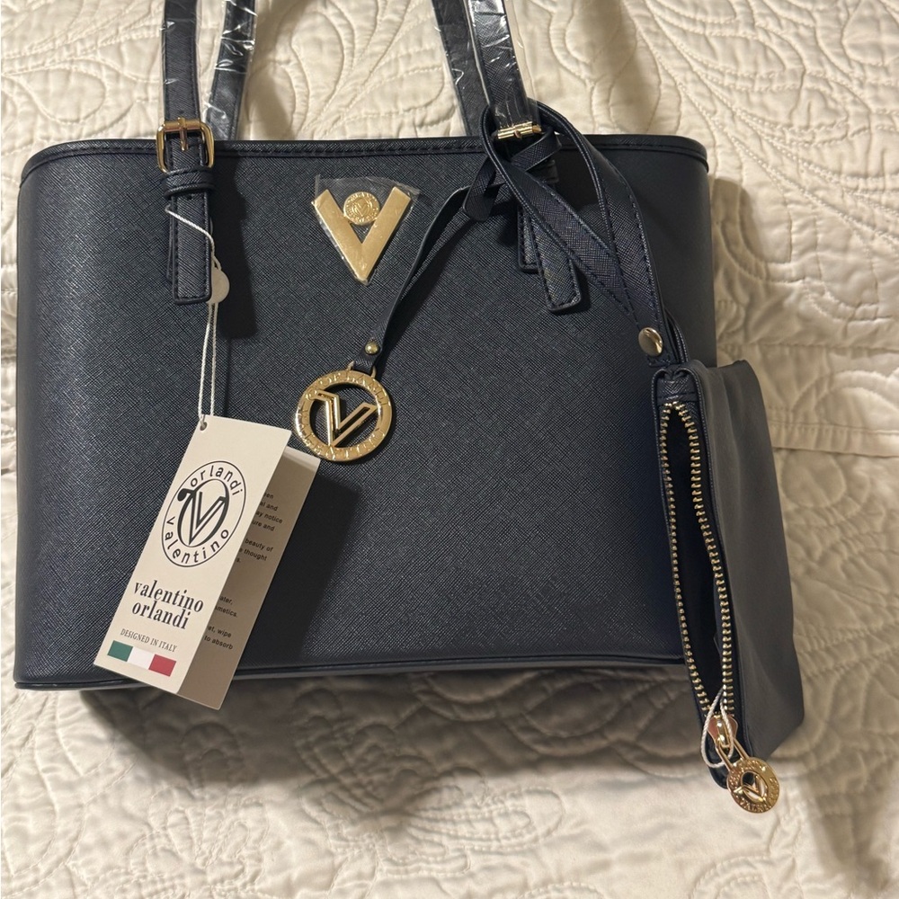 Valentino Orlandi Black Leather Tote Bag